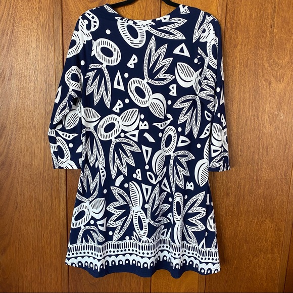NWT Lildy V-Neck Navy Blue Floral Tunic Midi Dress - Picture 10 of 11